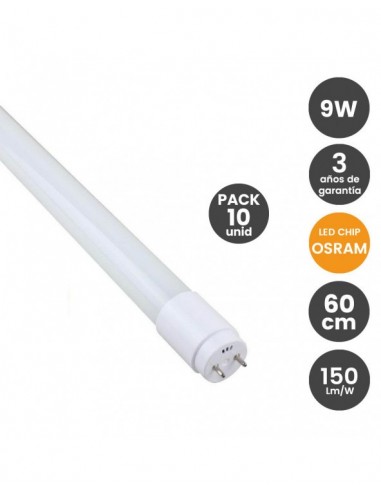 PACK 10 TUBO LED CHIP OSRAM 9W  60cm  6000K