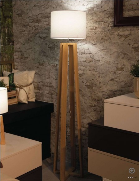 PIE DE SALON E27 BERRY MADERA CON PANTALLA