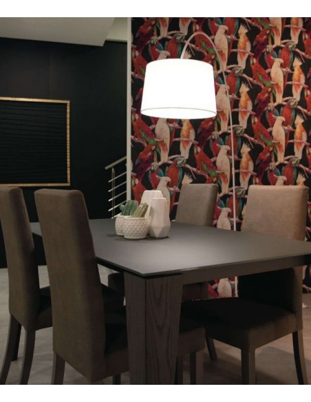 PIE DE SALON E27 ARCO BLANCO PANTALLA BLANCA