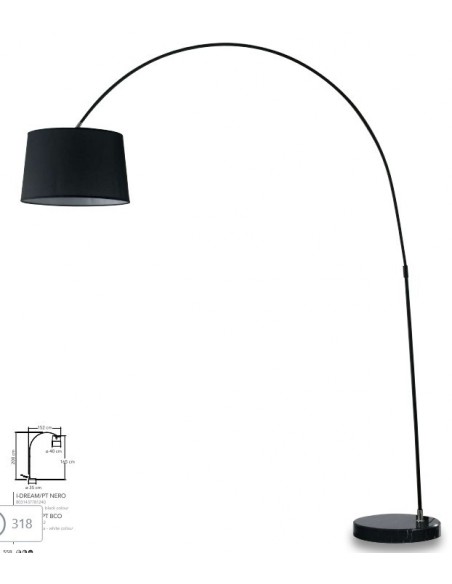 PIE DE SALON E27 ARCO NEGRO PANTALLA NEGRA