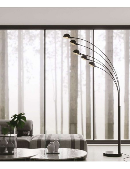 PIE DE SALON 5 LUCES E14 NEGRO