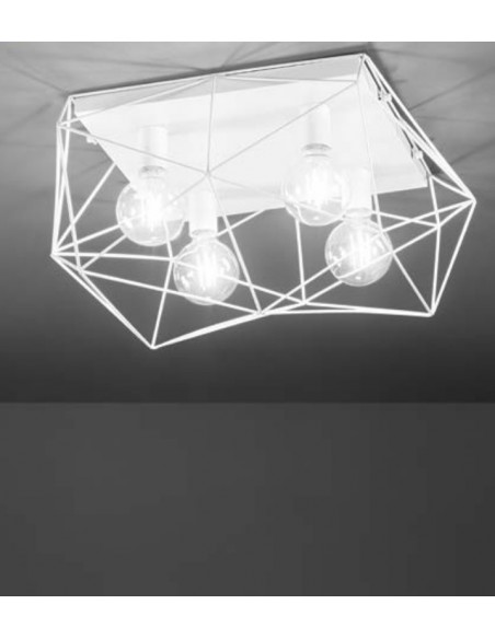 PLAFON 4 LUCES JAULA NEGRO ORO