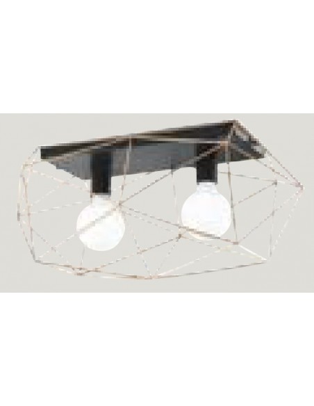 PLAFON 2 LUCES JAULA NEGRO ORO