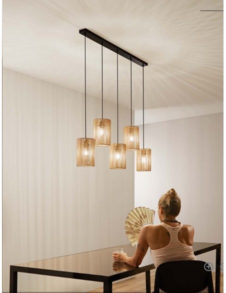 TROPIKANA LAMPARA 5 LUCES CUERDA MARRON