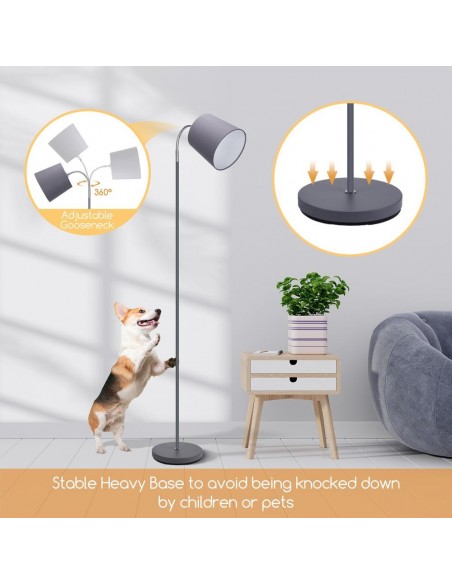 PIE SALON E27 GRIS BERGA CON PANTALLA