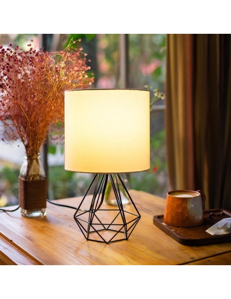 SOBREMESA JAULA E14 NEGRO CON PANTALLA