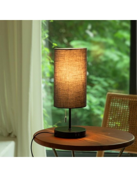 SOBREMESA E14 NEGRO 2 USB CON PANTALLA