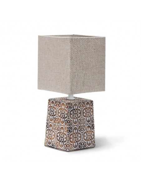 SOBREMESA E14 CERAMICA DECORADA CON PANTALLA