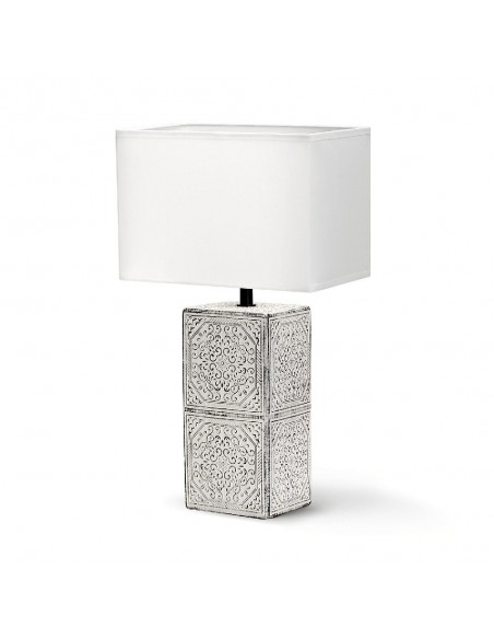 SOBREMESA E14 CERAMICA DECORADA CON PANTALLA