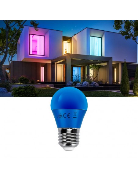 BOMBILLA ESFERICA LED 4W E14 AZUL