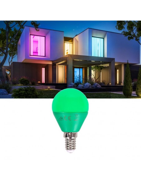 BOMBILLA ESFERICA LED 4W E14 VERDE