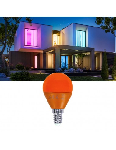 BOMBILLA ESFERICA LED 4W E14 NARANJA