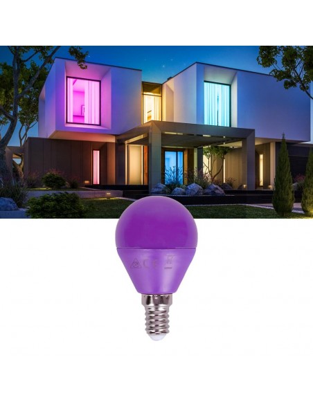 BOMBILLA ESFERICA LED 4W E14 MORADA