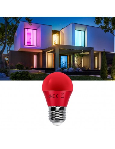 BOMBILLA ESFERICA LED 4W E27 ROJA