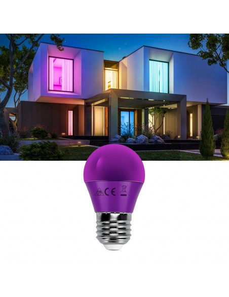 BOMBILLA ESFERICA LED 4W E27 MORADA