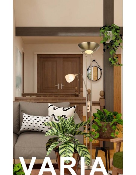 PIE DE SALON2 LUCES VARIA CUERO FOCO CRISTAL