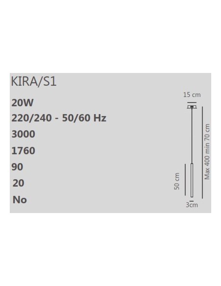 COLGANTE S1 KIRA CRISTAL 20W BLANCO 3000ºK