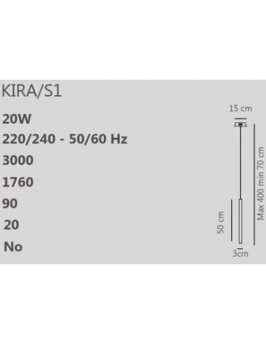 COLGANTE S1 KIRA CRISTAL 20W BLANCO 3000ºK