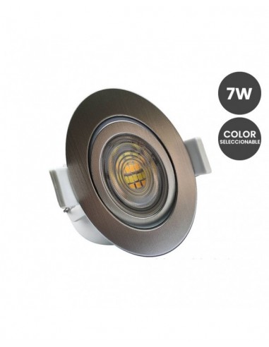 DOWNLIGHT 7W ORIENTABLE REDONDO GRIS CROMO CCT