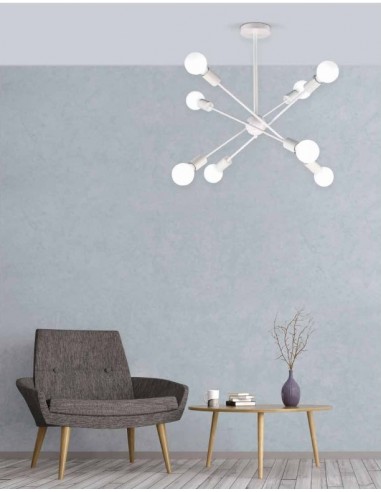 LAMPARA 8 LUCES 8XE27 BLANCA