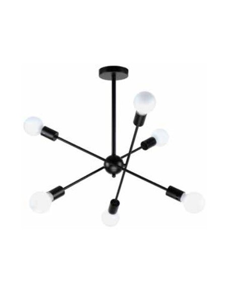 LAMPARA 6 LUCES 6XE27 NEGRA