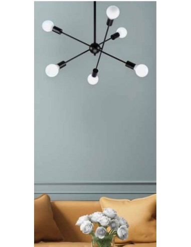 LAMPARA 6 LUCES 6XE27 NEGRA