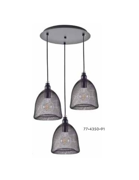 LAMPARA PLAFON CIRCULAR 3XE27 LUCES  NEGRA