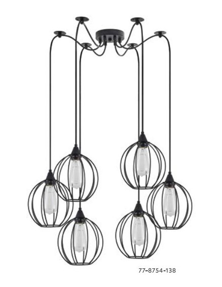 LAMPARA COLGANTE 6XE27 LUCES NEGRA