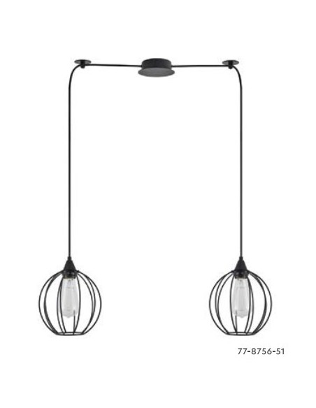 LAMPARA COLGANTE 2XE27 NEGRA 300CM BASE