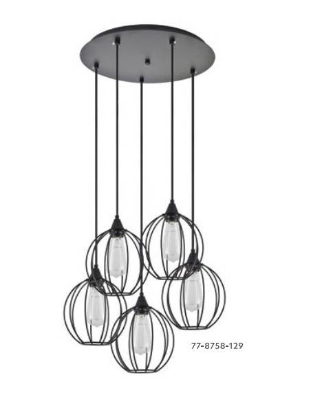 LAMPARA PLAFON COLGANTE 5XE27 LUCES NEGRA