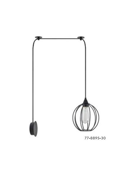 LAMPARA COLGANTE 1XE27 NEGRA 300CM BASE