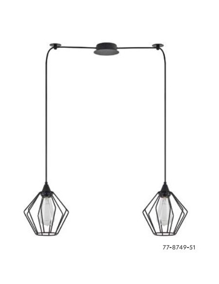 LAMPARA COLGANTE 2XE27 NEGRA 300CM BASE