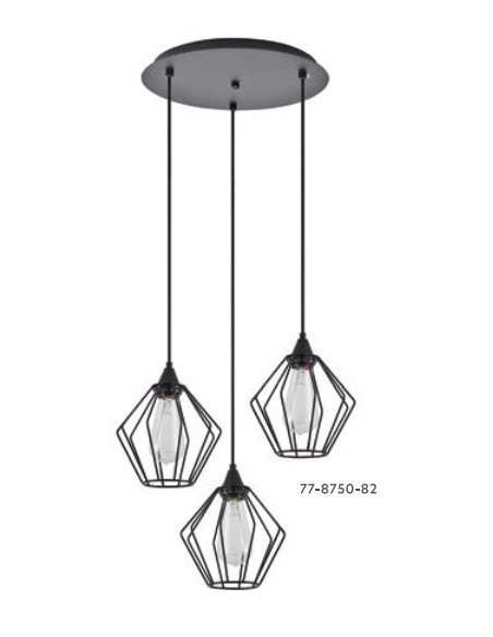 LAMPARA PLAFON COLGANTE 3XE27 LUCES NEGRA