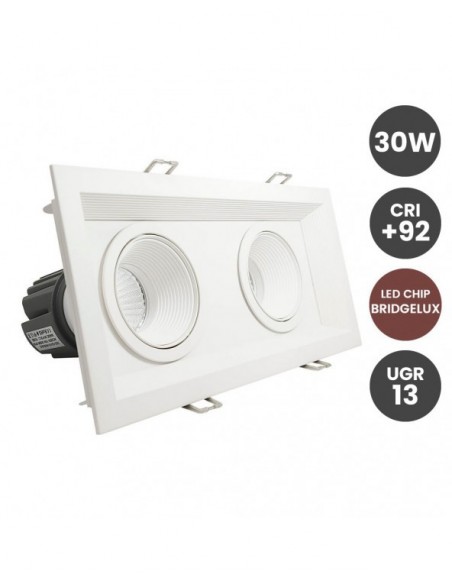 EMPOTRABLE 30W RECTANGULAR CRI 92 UGR13 3000ºK