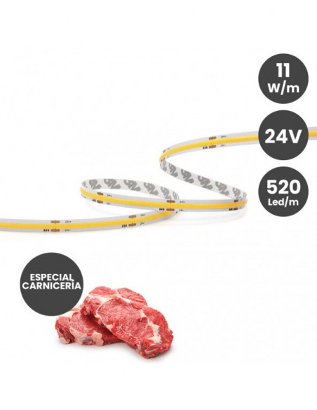 TIRA LED 24V COB 11W/M CARNICERIA IP20 520 CHIP