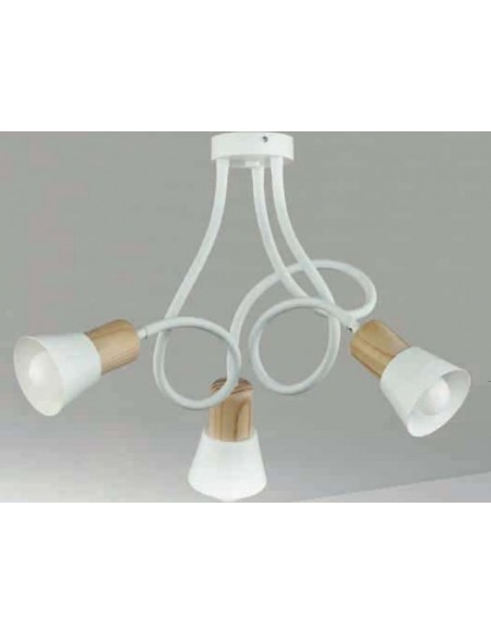 APLIQUE TECHO BRAZOS FLEXIBLES 3XE27 BLANCO MADERA