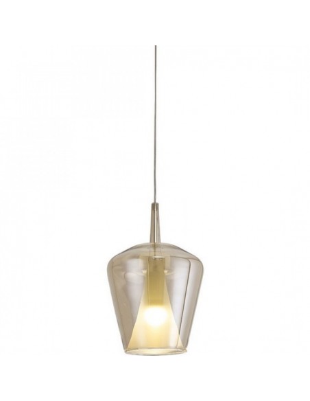 ELSA * COLGANTE CRISTAL CAMPANA  E27 BRONCE OPAL