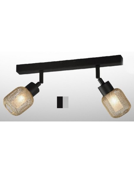 REGLETA 2 LUCES NEGRA PLATA...