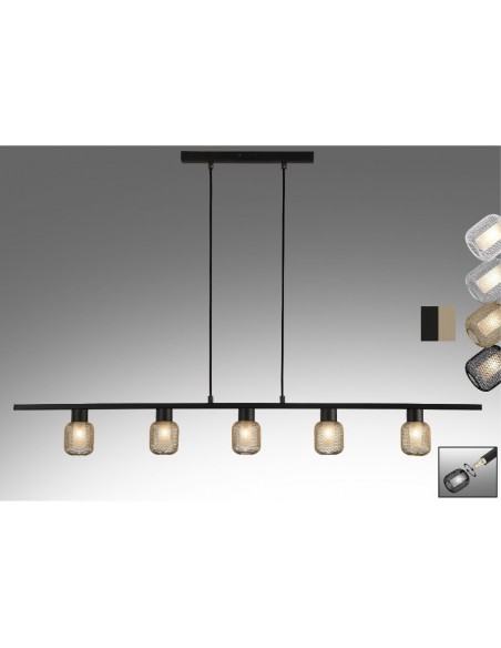 REGLETA COLGANTE REJILLA 5 LUCES NEGRO ORO