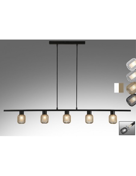 REGLETA COLGANTE REJILLA 5 LUCES BLANCO ORO