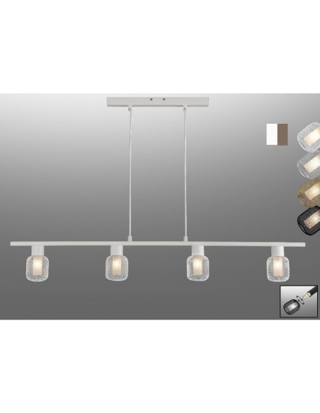 REGLETA COLGANTE REJILLA 4 LUCES BLANCA ORO