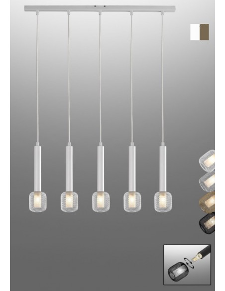 REGLETA COLGANTE G9 LINEAL 5 LUCES BLANCA ORO