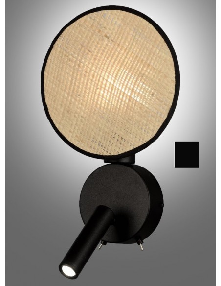 APLIQUE E14 LECTOR NEGRO FIBRA VEGETAL