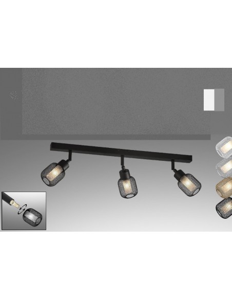 REGLETA COLGANTE REJILLA 3 LUCES BLANCA PLATA