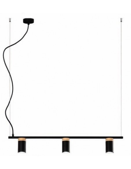 LAMPARAS LINEAL 3 LUCES GU10 NEGRO MADERA