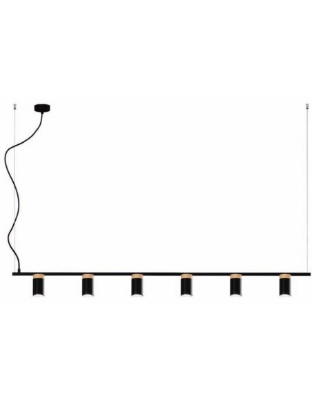 LAMPARAS LINEAL 6 LUCES GU10 NEGRO MADERA