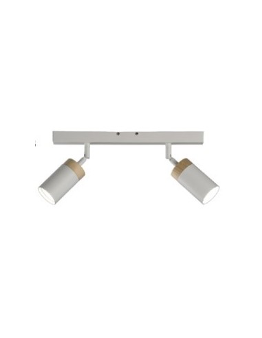 REGLETA 2 LUCES GU10 BLANCO MADERA 