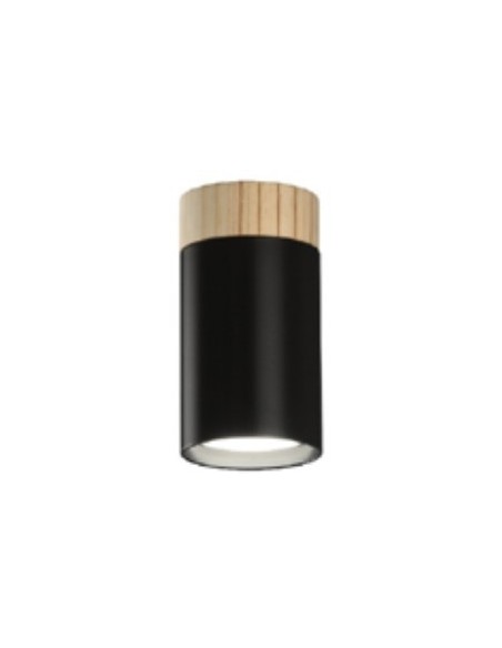 FOCO GU10 PLAFON 1LUZ NEGRO MADERA