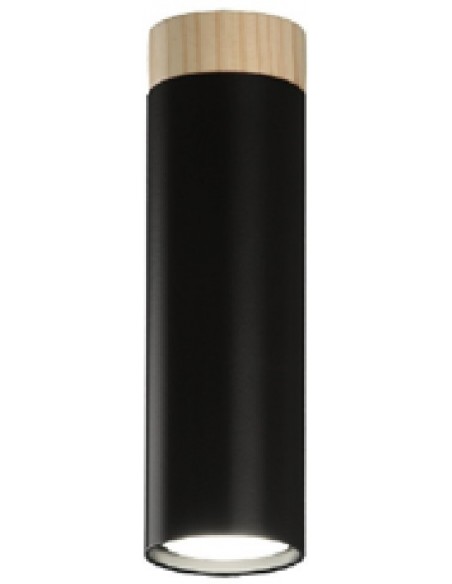 FOCO GU10 PLAFON 1 LUZ NEGRO MADERA GRANDE