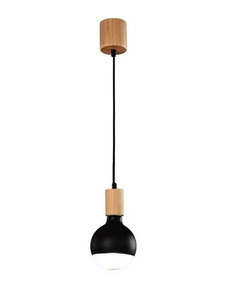 PENDEL E27 MADERA MANGUERA TELA NEGRA